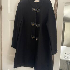 Tory Burch Sweater Leather Buckles  Black Women's Coat L
